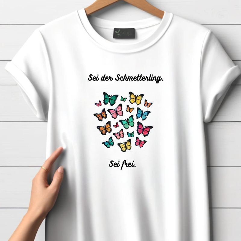 Wees de vlinder, wees een gratis t-shirt