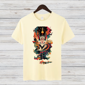 Mystischer Feuerwolf | Fantasie T-Shirt | Spirituelles Kunstdesign | Stilvolles Statement-Shirt für den Winter