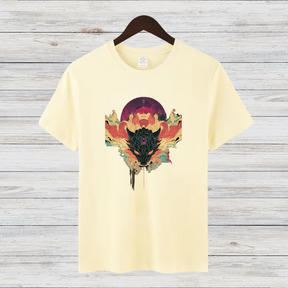 Mystischer Wolf | Künstlerisches T-Shirt | Spirituelles Design | Stilvolles Baumwollshirt für Wintertage