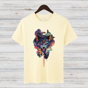 Mystischer Wolf | Kunstvolles T-Shirt | Spirituelles Wolfsmotiv | Stilvolles Statement Shirt für Tierliebhaber