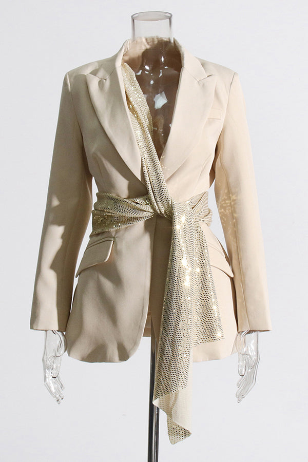 Elegante blazer met glitterknoop