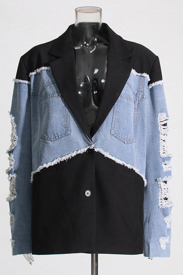 Denim contrastblazer