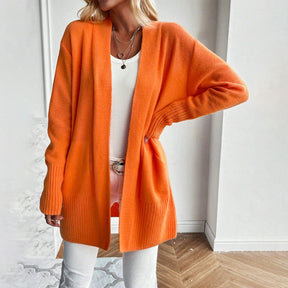 WinterTrend® - Oranje effen vest met lange mouwen