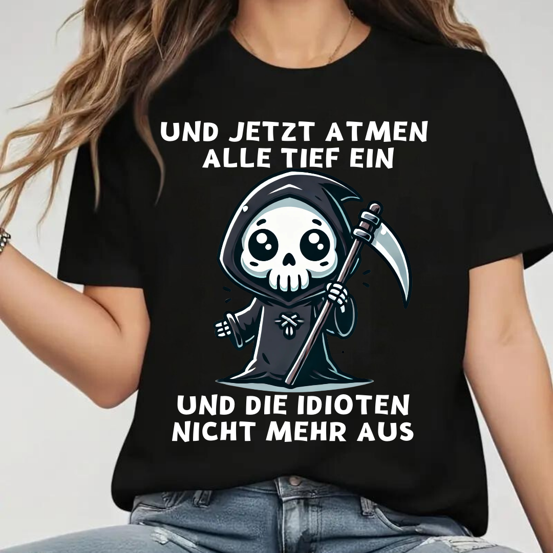 Sensenmann Shirt | Humorvolles Statement | Lustiges Winterdesign | Damen T-Shirt für kalte Tage