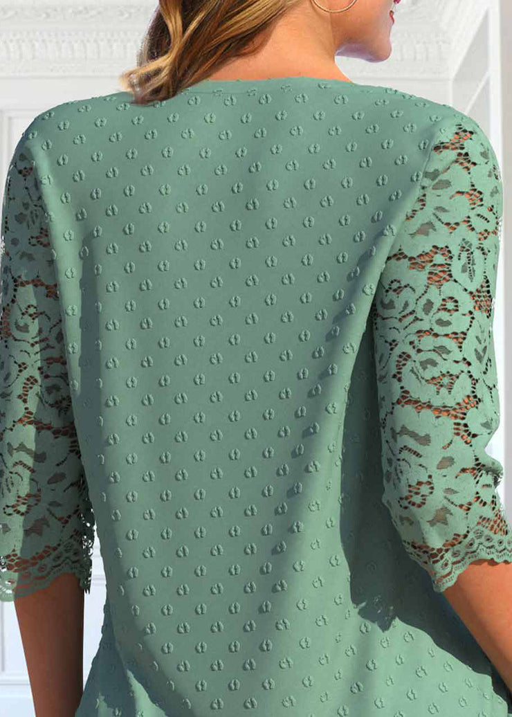 FallStil® - Groene effen top met 3/4 mouwen