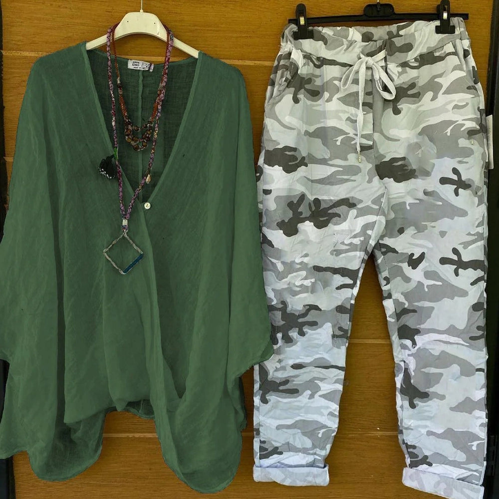 PureWear® - Tweedelige set met groene camouflageprint