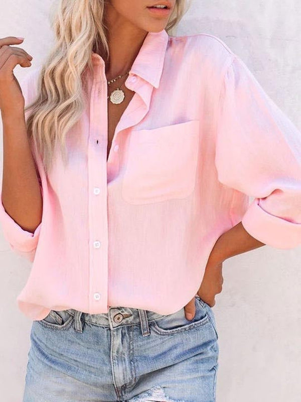 Monci® - Roze shirt met lange mouwen en oversized schouderbanden