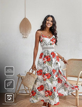 SpringStil® - Romantische mouwloze maxi-jurk met bloemenprint