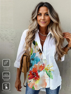 SpringStil® - Tuniekblouse met knopenlijst met aquarelbloemen