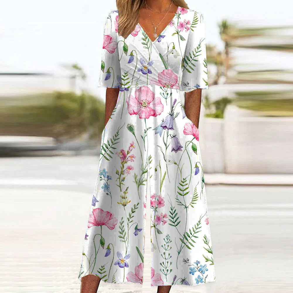 Ronde jumpsuit met bloemen