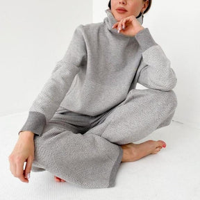 FallStil® - Loungewear-set met goed gevoel en visgraatmotief