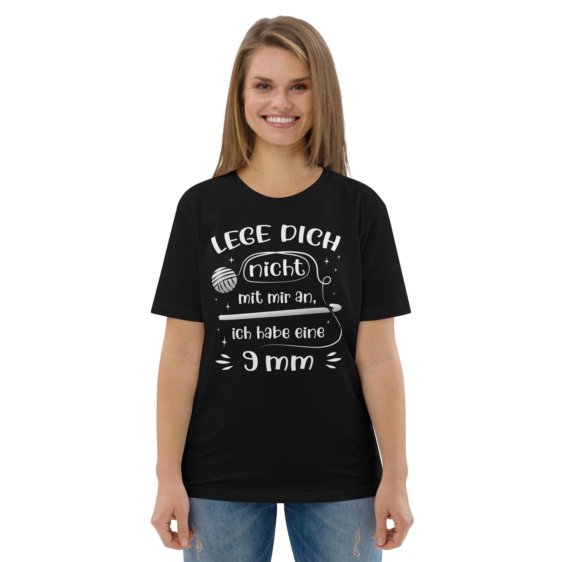 Lege Dich Nicht Mit Mir An | Lustiges Häkeln Shirt | Statement T-Shirt aus Baumwolle