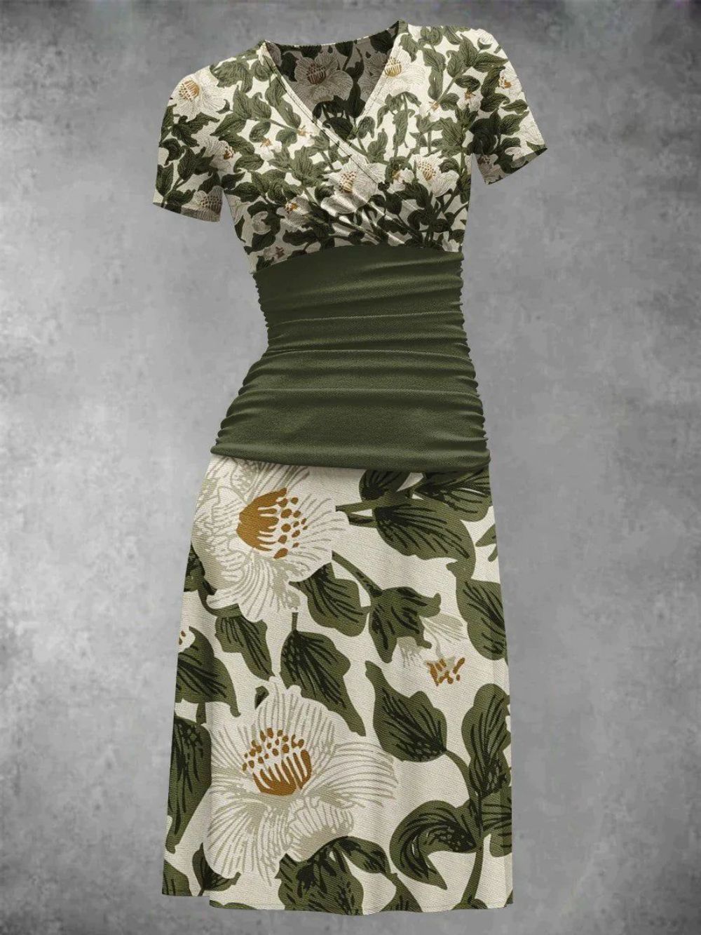 EcoExotica® - Zomerse midi-jurk met bloemmotief in vintage look