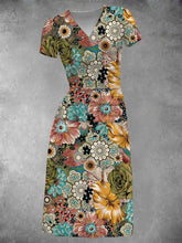 BlossomBliss® - Midi-jurk met vintage florakunstprint voor dames