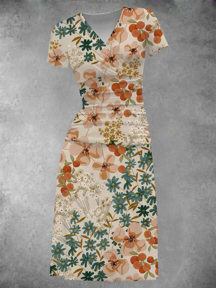 BlossomBliss® - Midi-jurk met vintage kunstbloemenprint voor dames