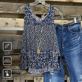 SpringStil® - Mouwloze tanktop met blauwe print