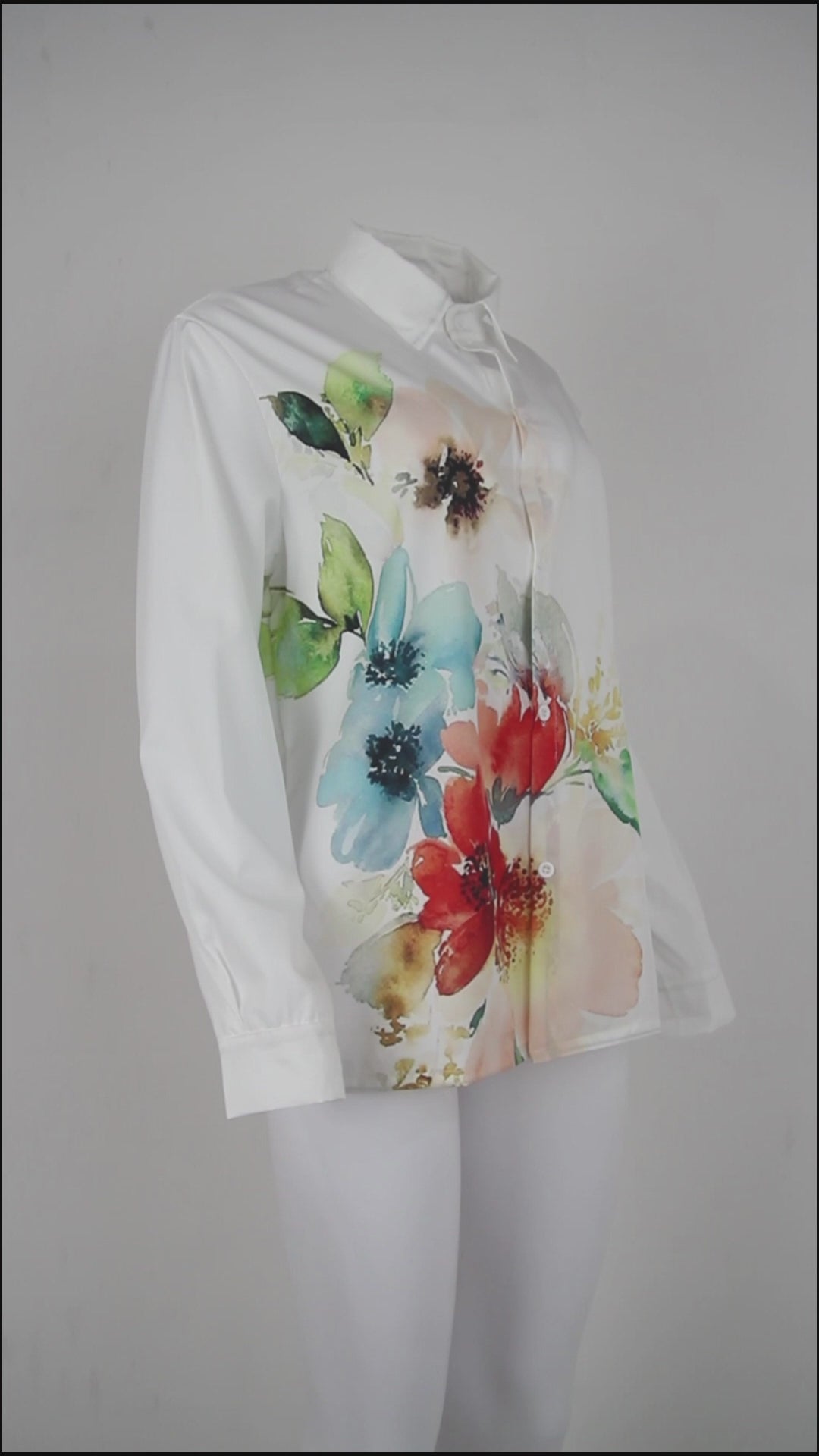 SpringStil® - Tuniekblouse met knopenlijst met aquarelbloemen