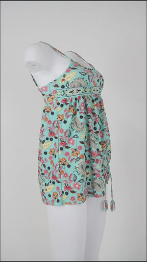 SpringStil® - Tankini-badpak met turkooisblauwe bloemenprint