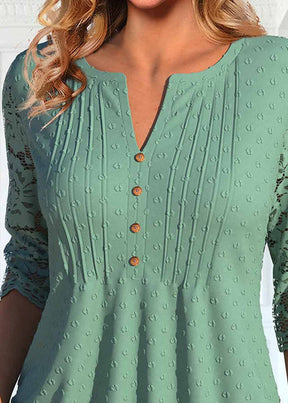 FallStil® - Groene effen top met 3/4 mouwen